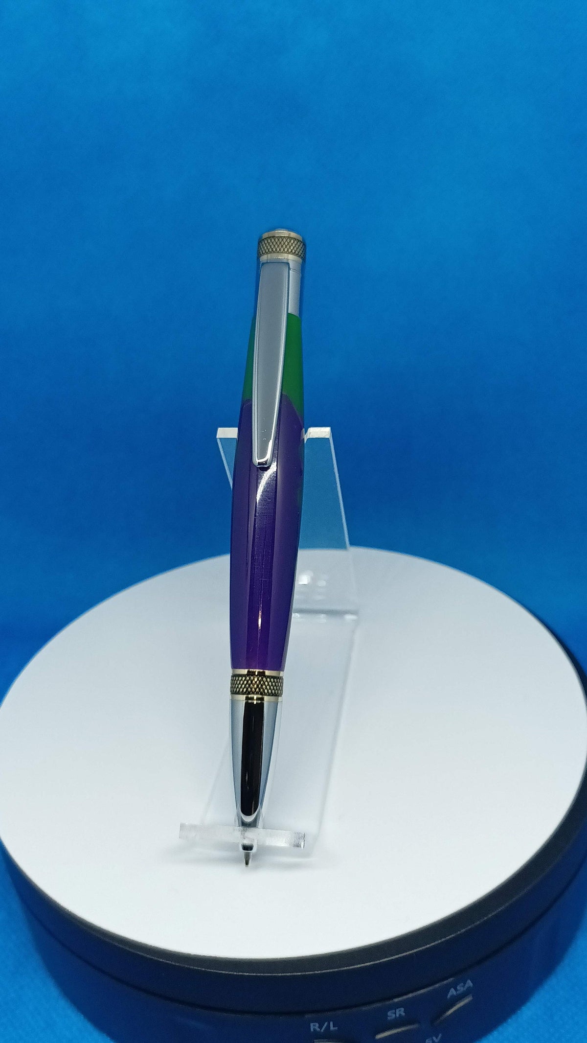 Twist Pen Cortana Custom Alumilite Purple, Green and Pink Ballpoint Pen