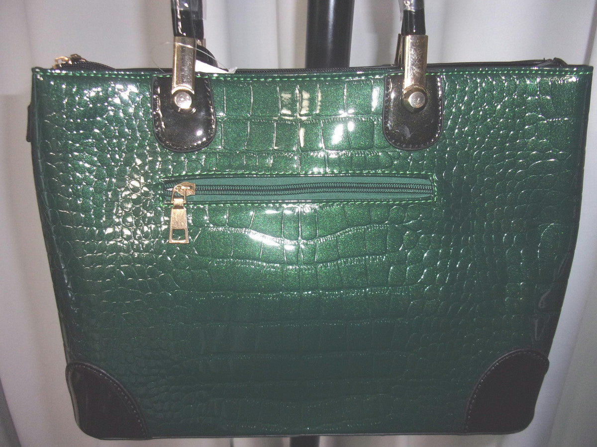 J Francis Faux Leatherette Top Handle  Bag