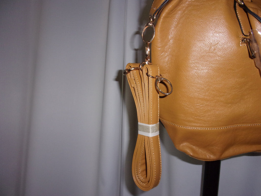 Khaki Faux Leather Handbag (19x5.5x13 in)