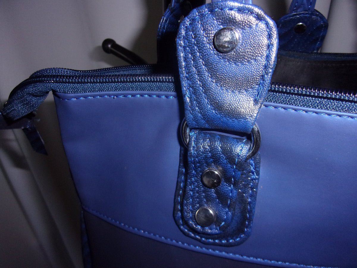 BLUE  Faux Leather Handbag (13.5x4x13in)