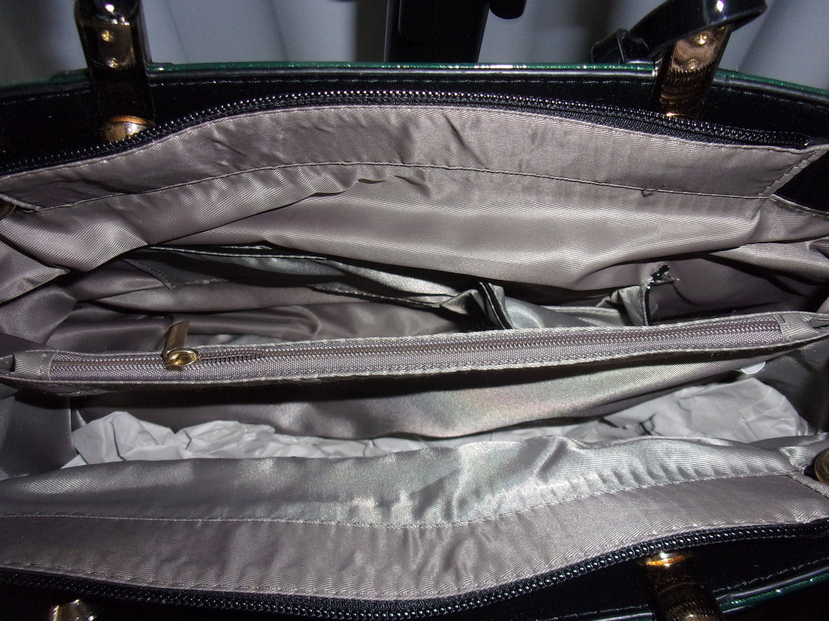 J Francis Faux Leatherette Top Handle  Bag