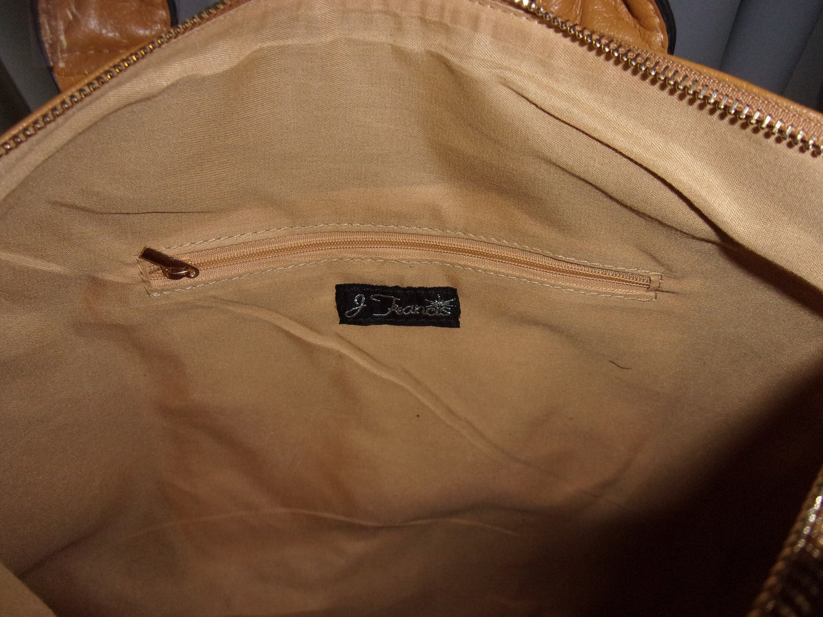 Khaki Faux Leather Handbag (19x5.5x13 in)