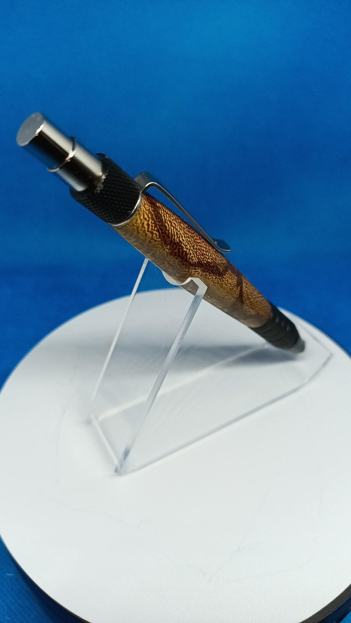 Marble Wood Click Pen: Black Anodized Aluminum Dura Pen