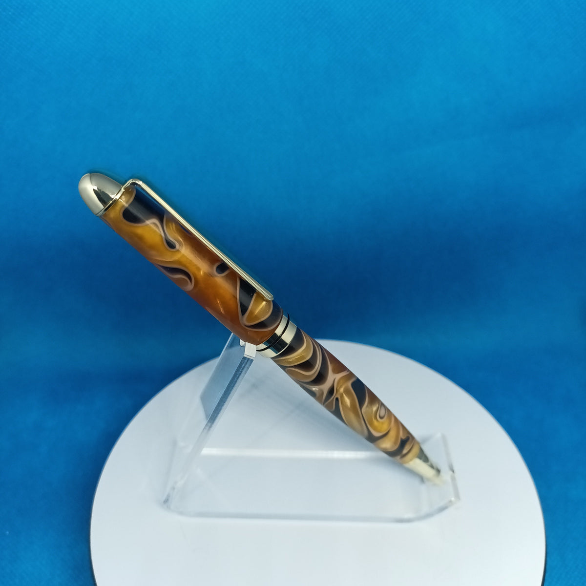 European Style Twist Pen Acrylic Orange with streaks of white and black