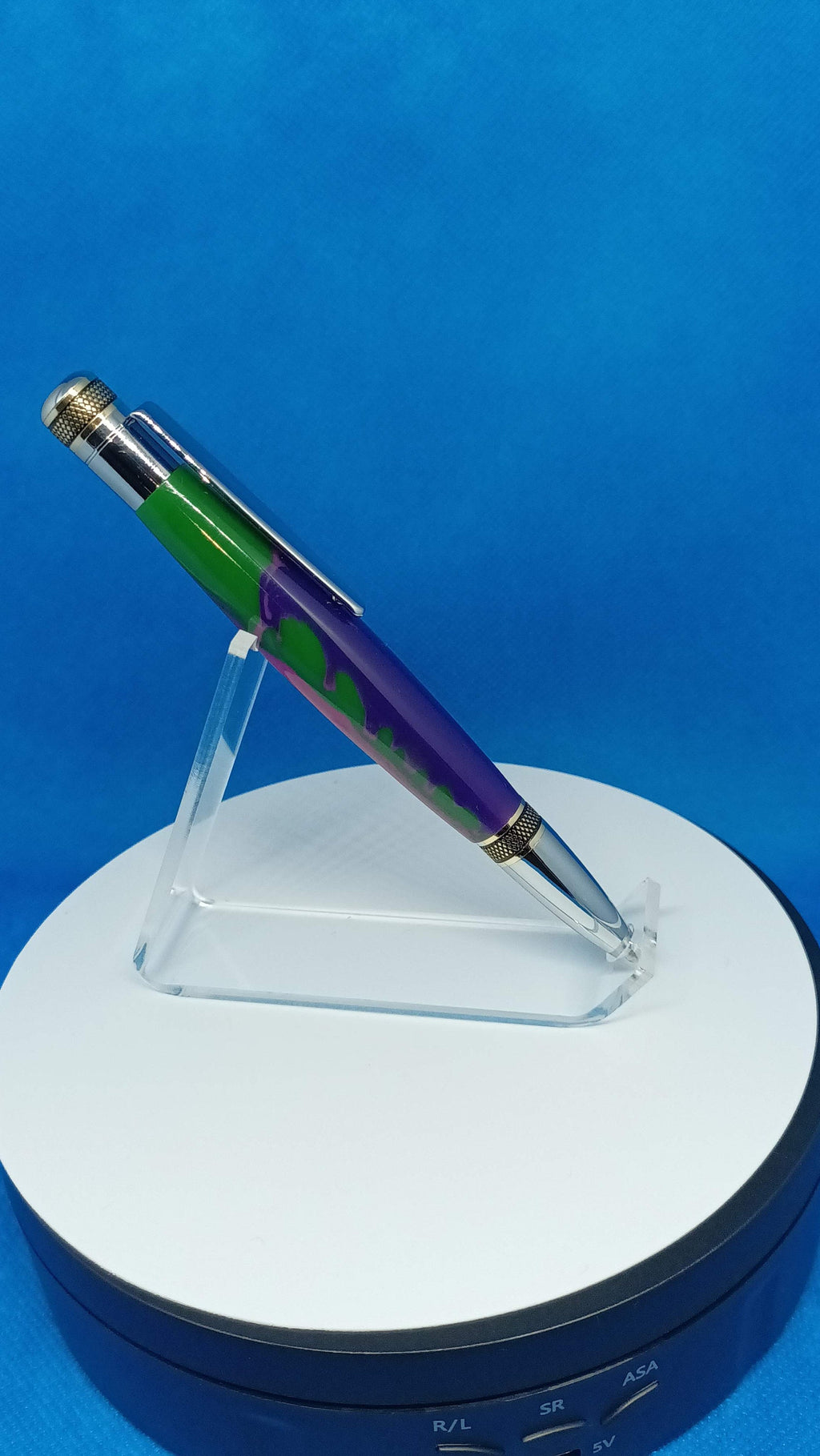 Twist Pen Cortana Custom Alumilite Purple, Green and Pink Ballpoint Pen