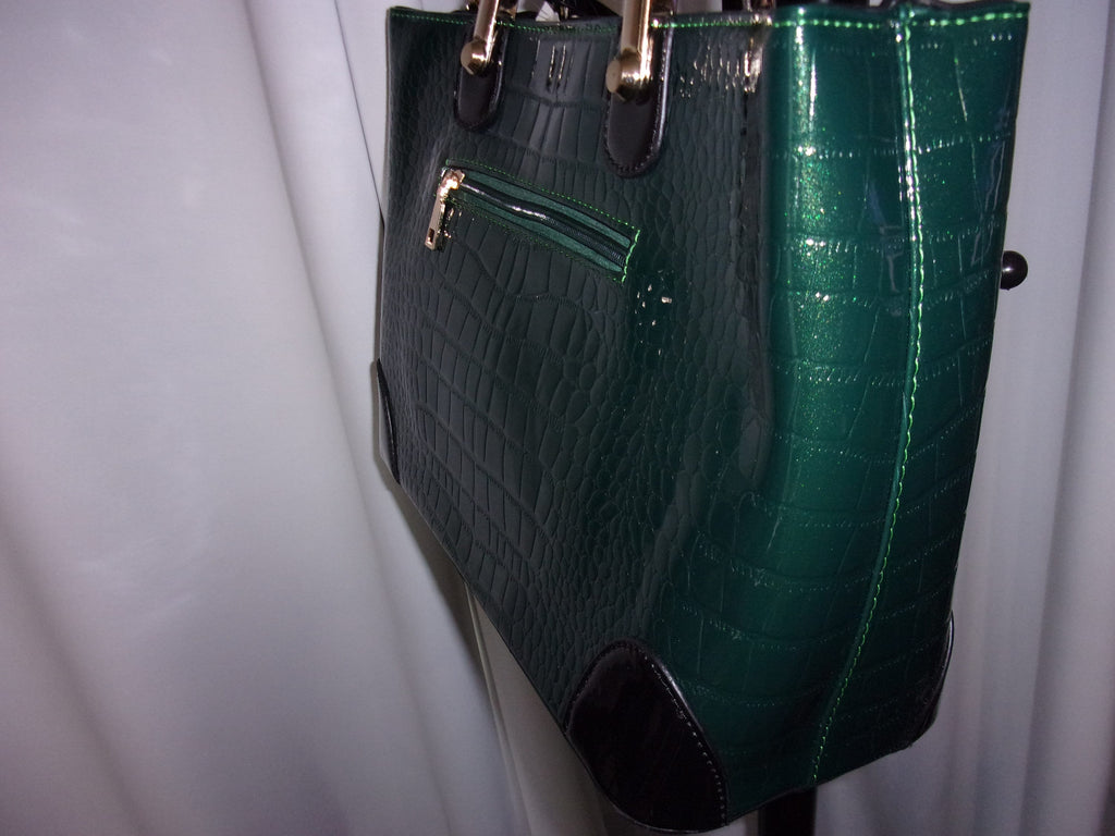 J Francis Faux Leatherette Top Handle  Bag