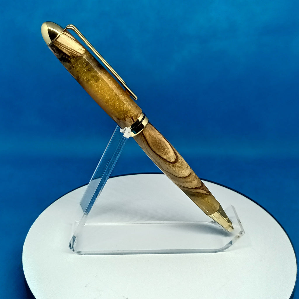 European Hybrid Olivewood with sparkly gold acrylic