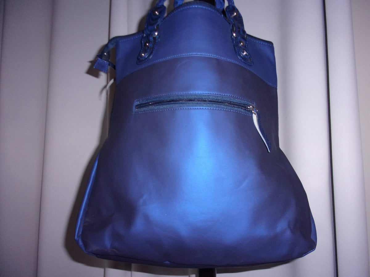 BLUE  Faux Leather Handbag (13.5x4x13in)