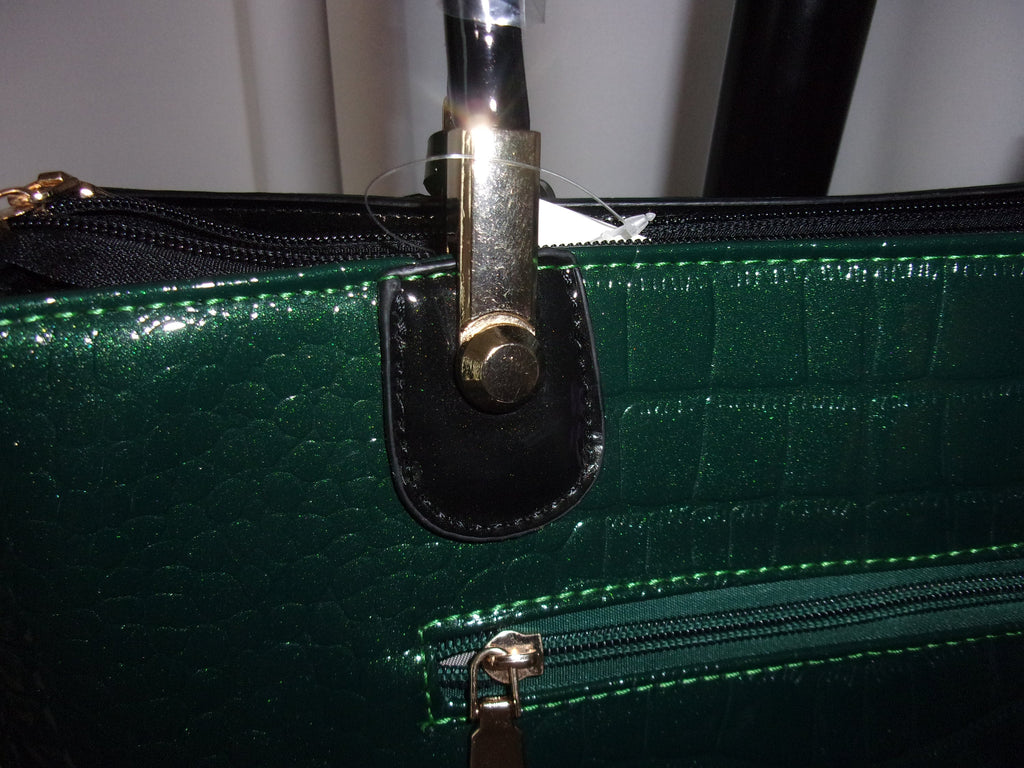 J Francis Faux Leatherette Top Handle  Bag