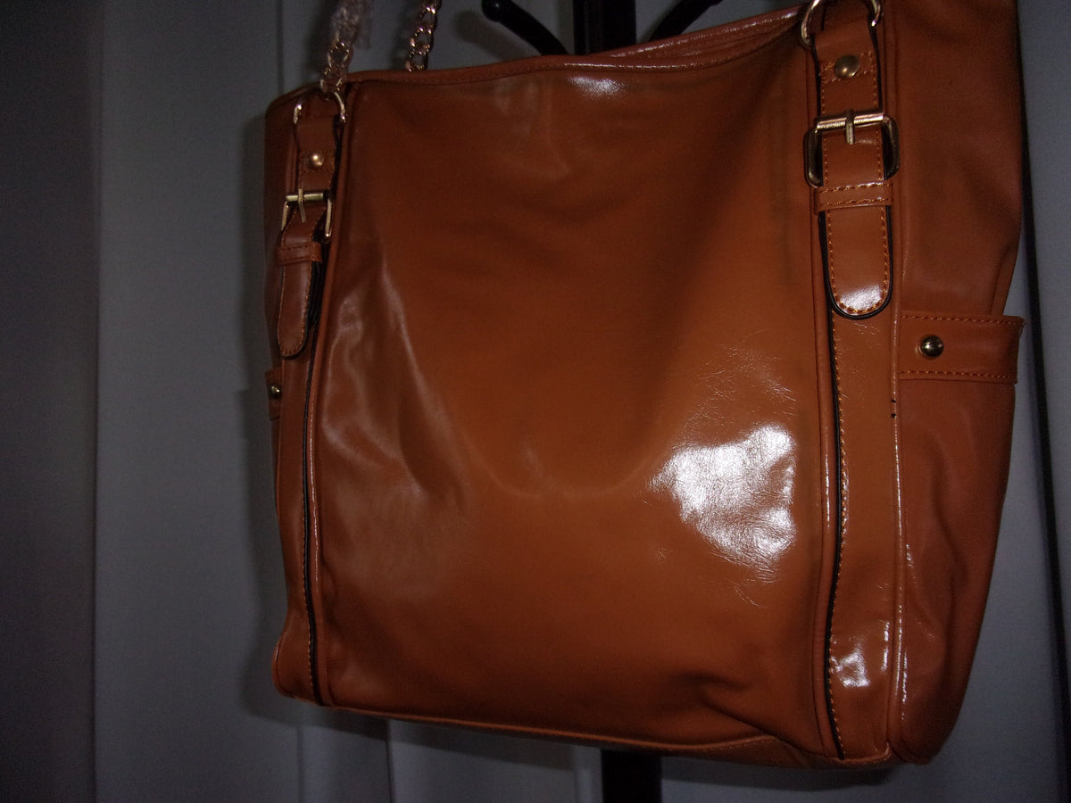 Tan Faux Leather shoulder bag 13 X 5.5 X 12