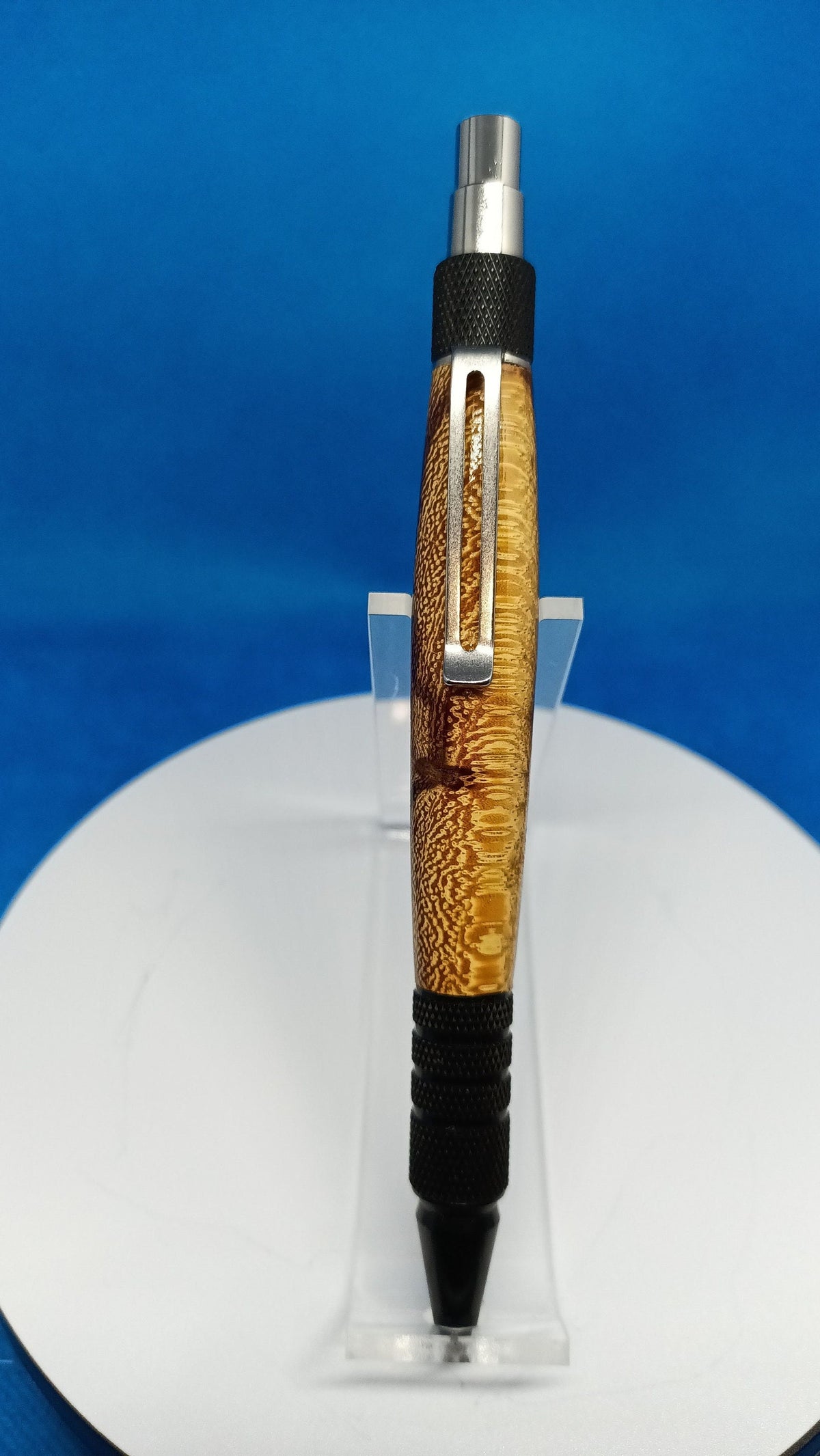 Marble Wood Click Pen: Black Anodized Aluminum Dura Pen