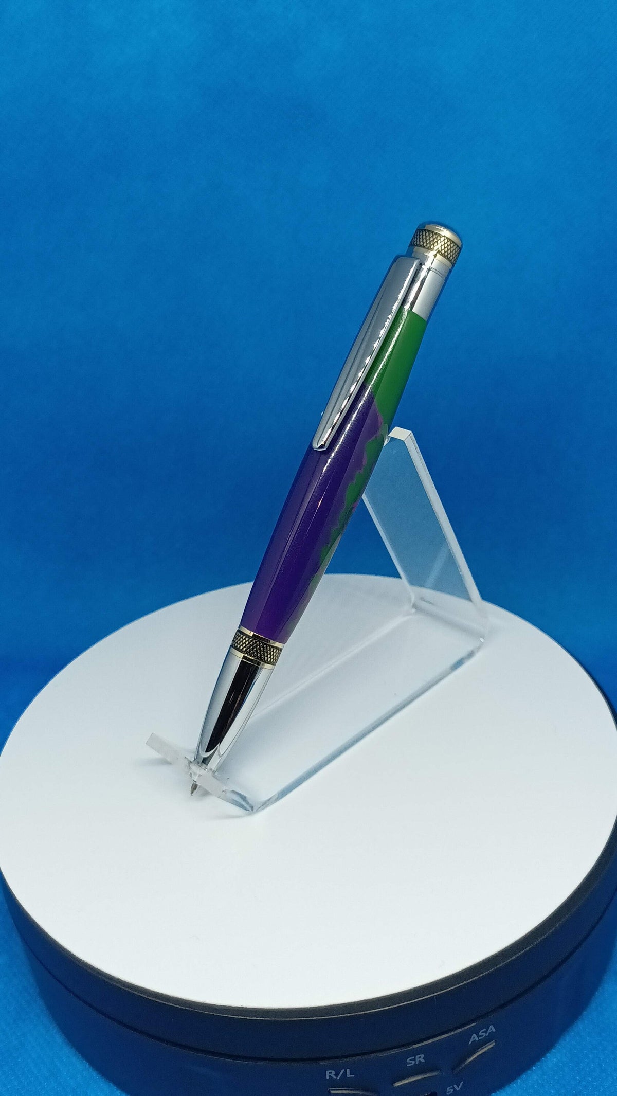 Twist Pen Cortana Custom Alumilite Purple, Green and Pink Ballpoint Pen