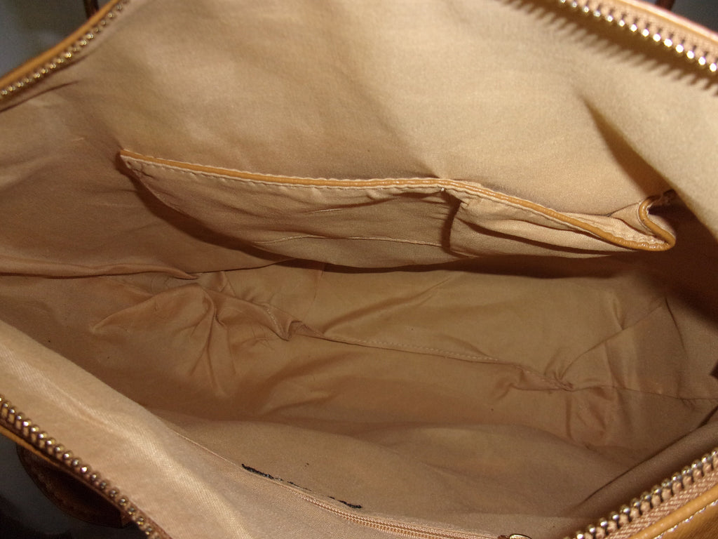 Khaki Faux Leather Handbag (19x5.5x13 in)