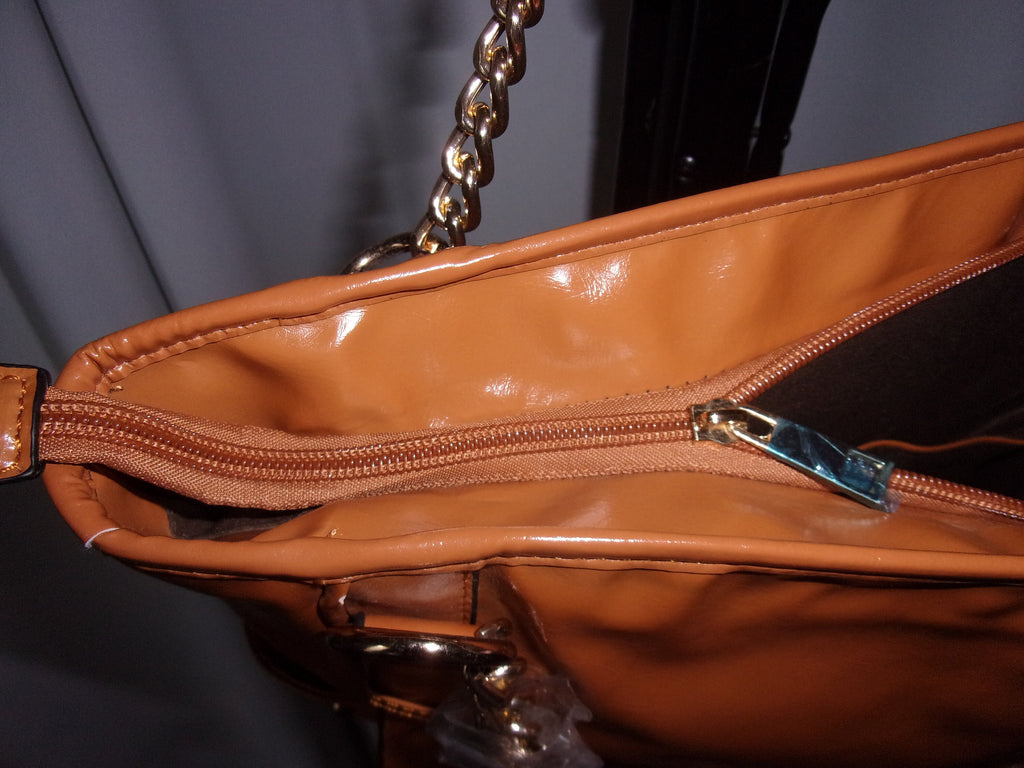 Tan Faux Leather shoulder bag 13 X 5.5 X 12