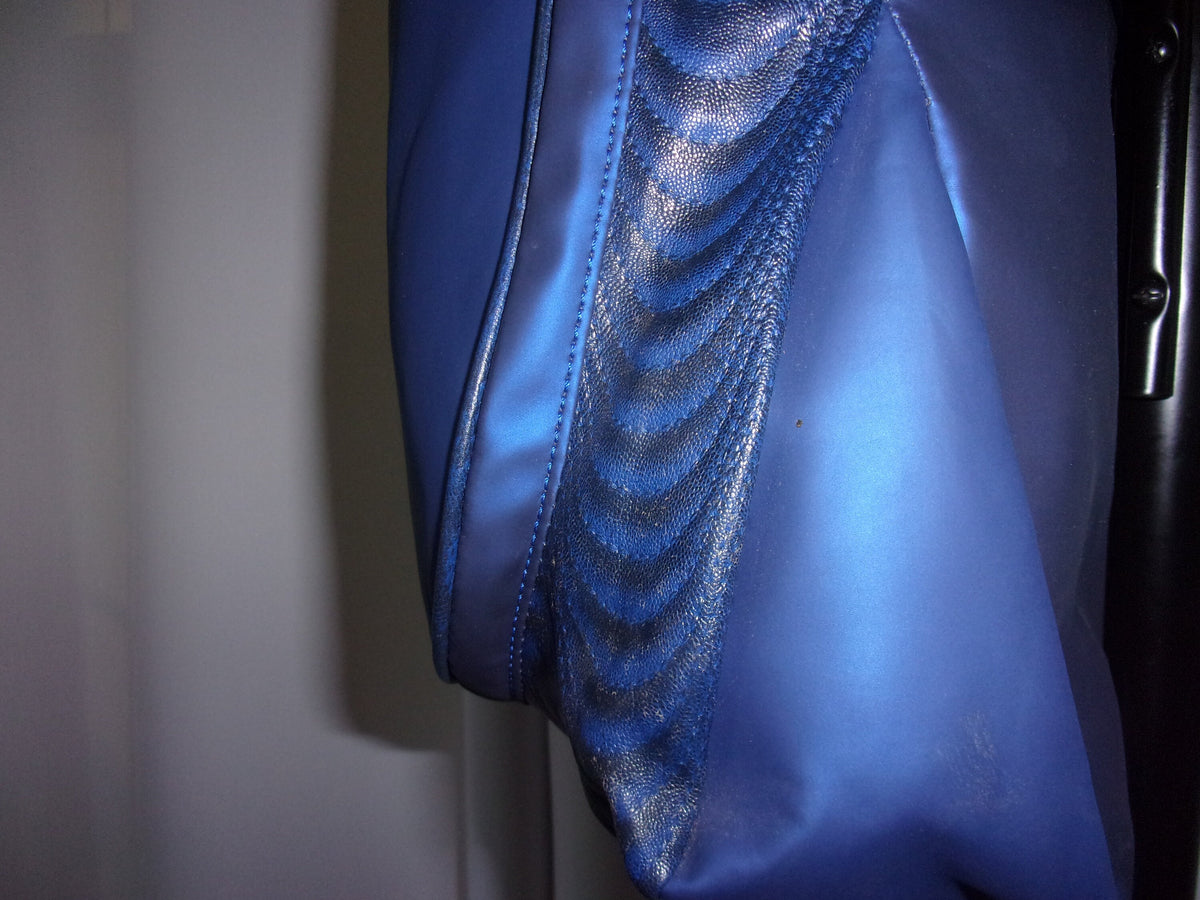 BLUE  Faux Leather Handbag (13.5x4x13in)