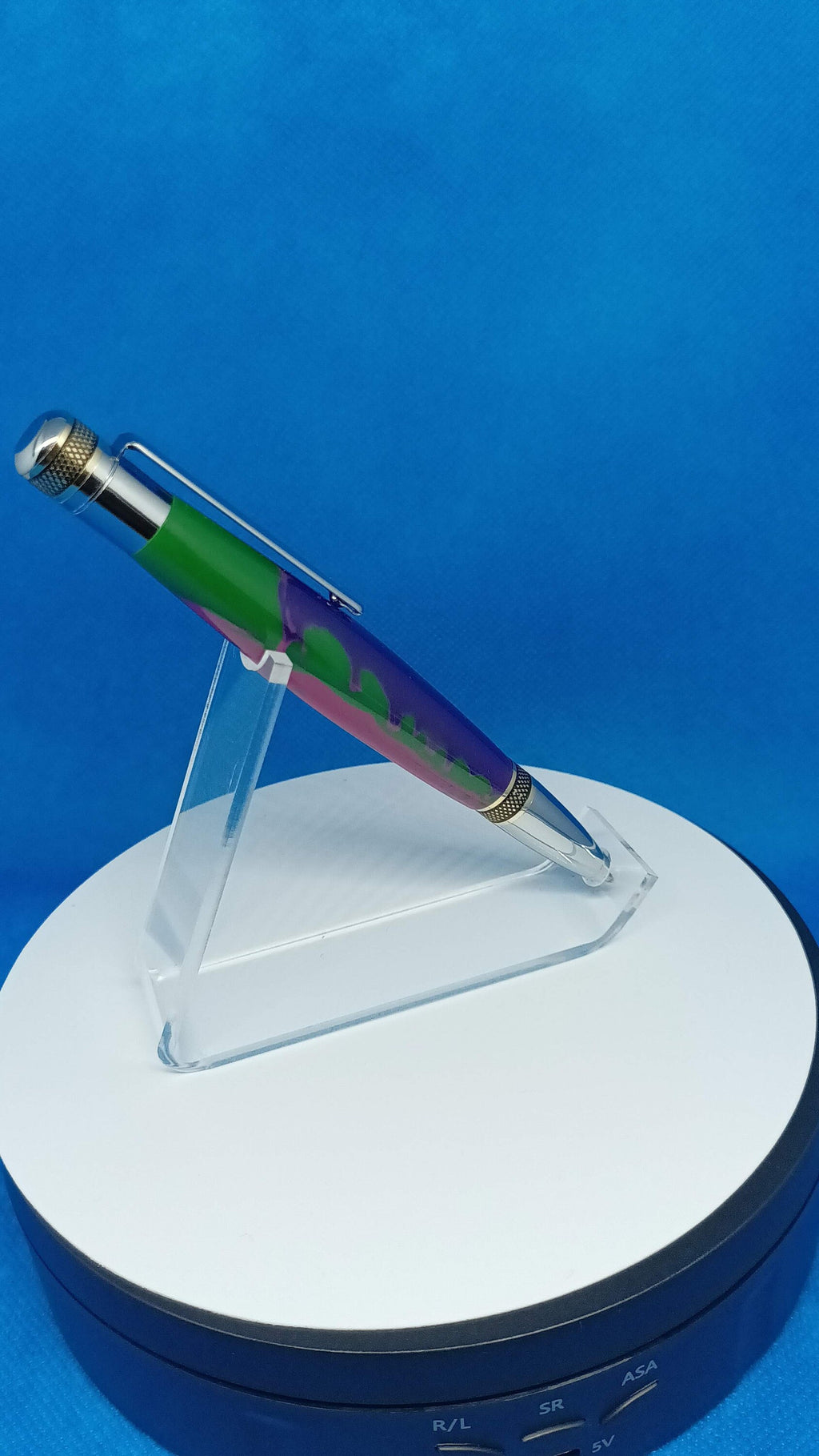 Twist Pen Cortana Custom Alumilite Purple, Green and Pink Ballpoint Pen