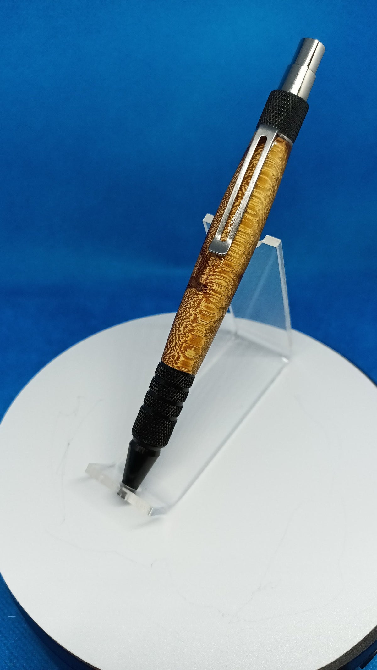 Marble Wood Click Pen: Black Anodized Aluminum Dura Pen