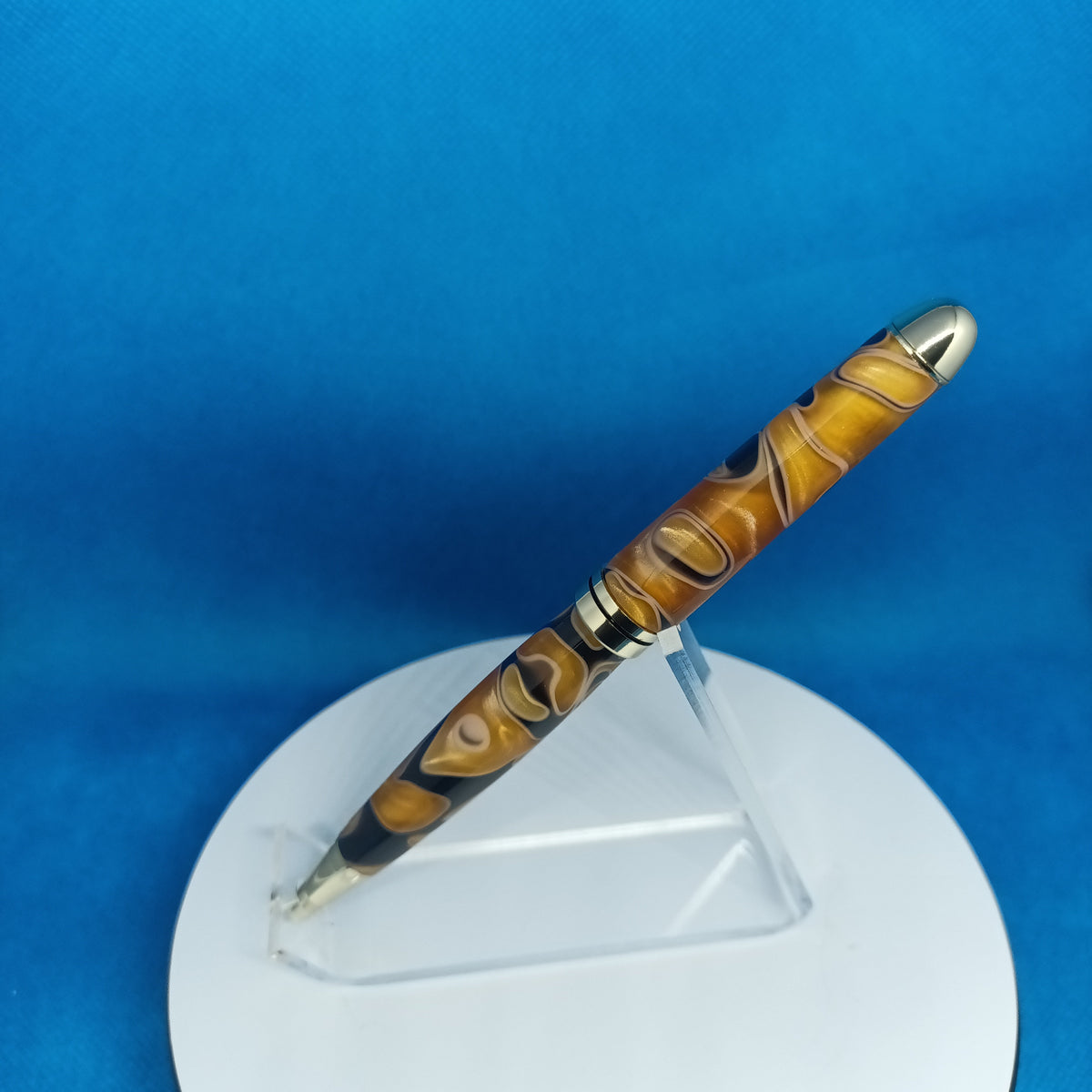European Style Twist Pen Acrylic Orange with streaks of white and black