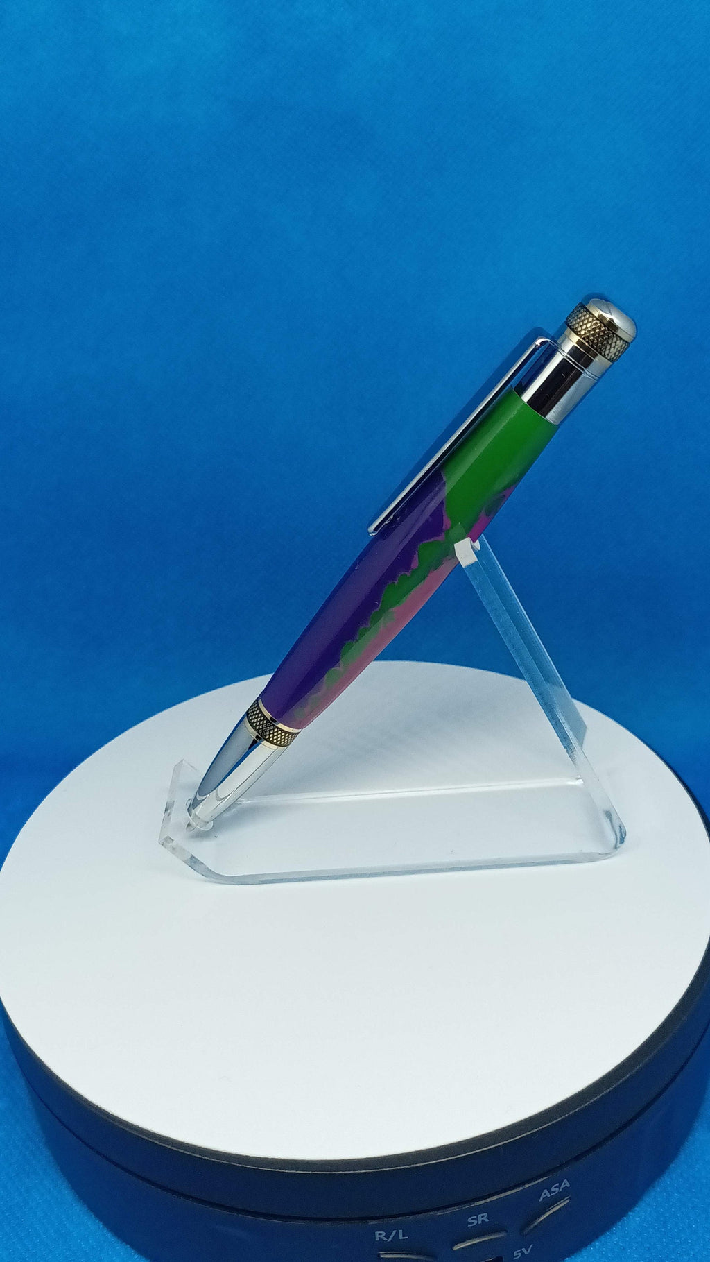 Twist Pen Cortana Custom Alumilite Purple, Green and Pink Ballpoint Pen