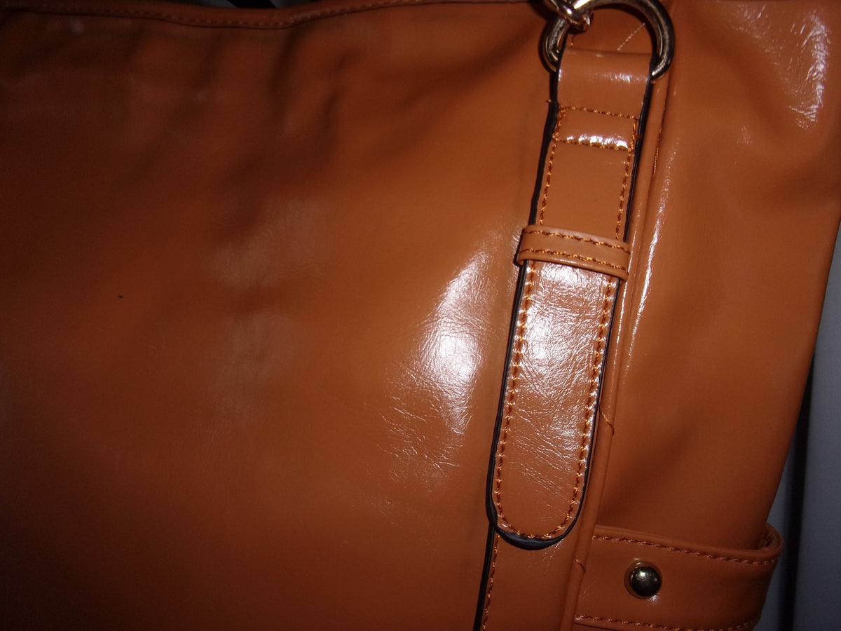 Tan Faux Leather shoulder bag 13 X 5.5 X 12