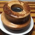 Cherry candle holder with natural bark