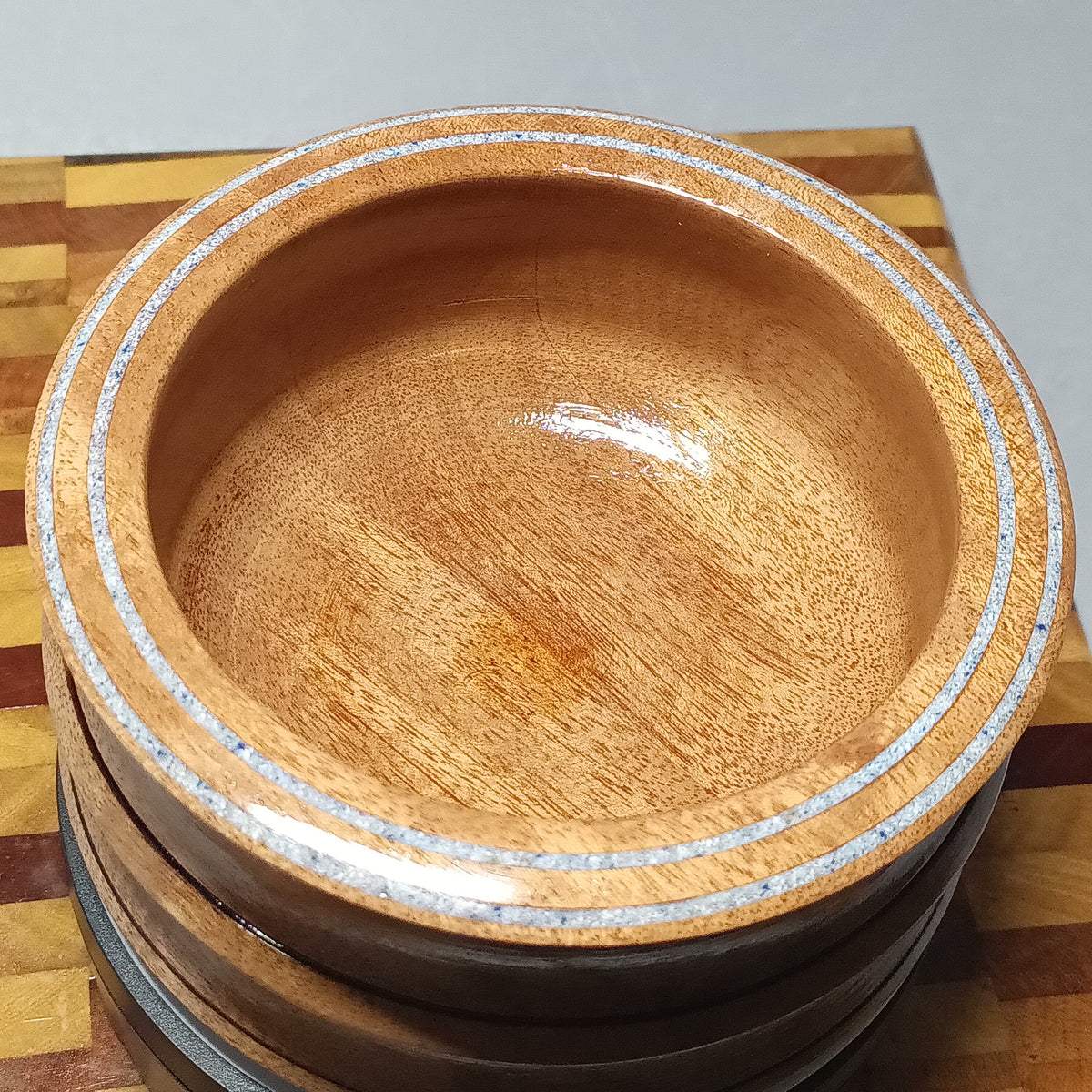 Mohagany Bowl with blue inlay