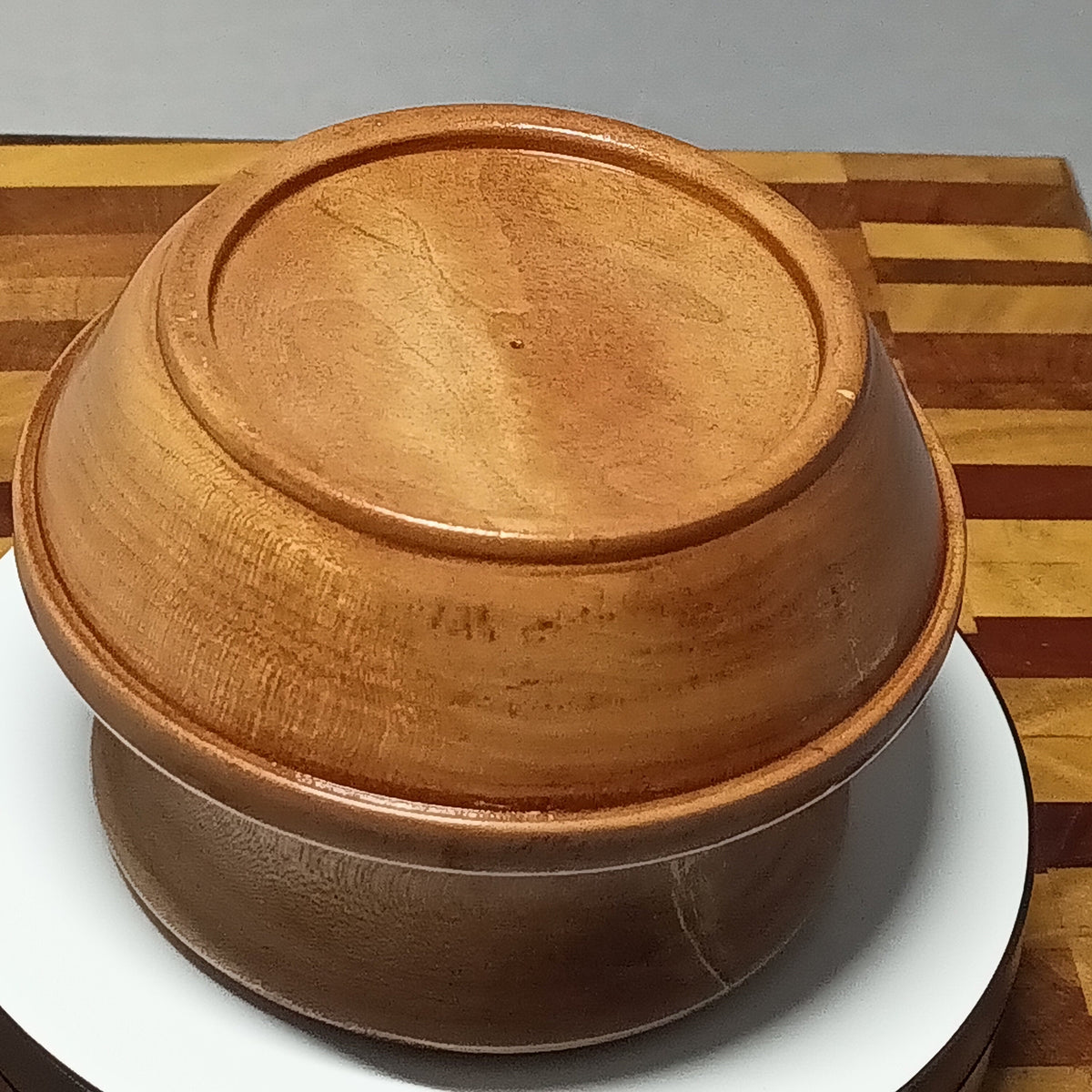 Cherry candle holder with natural bark