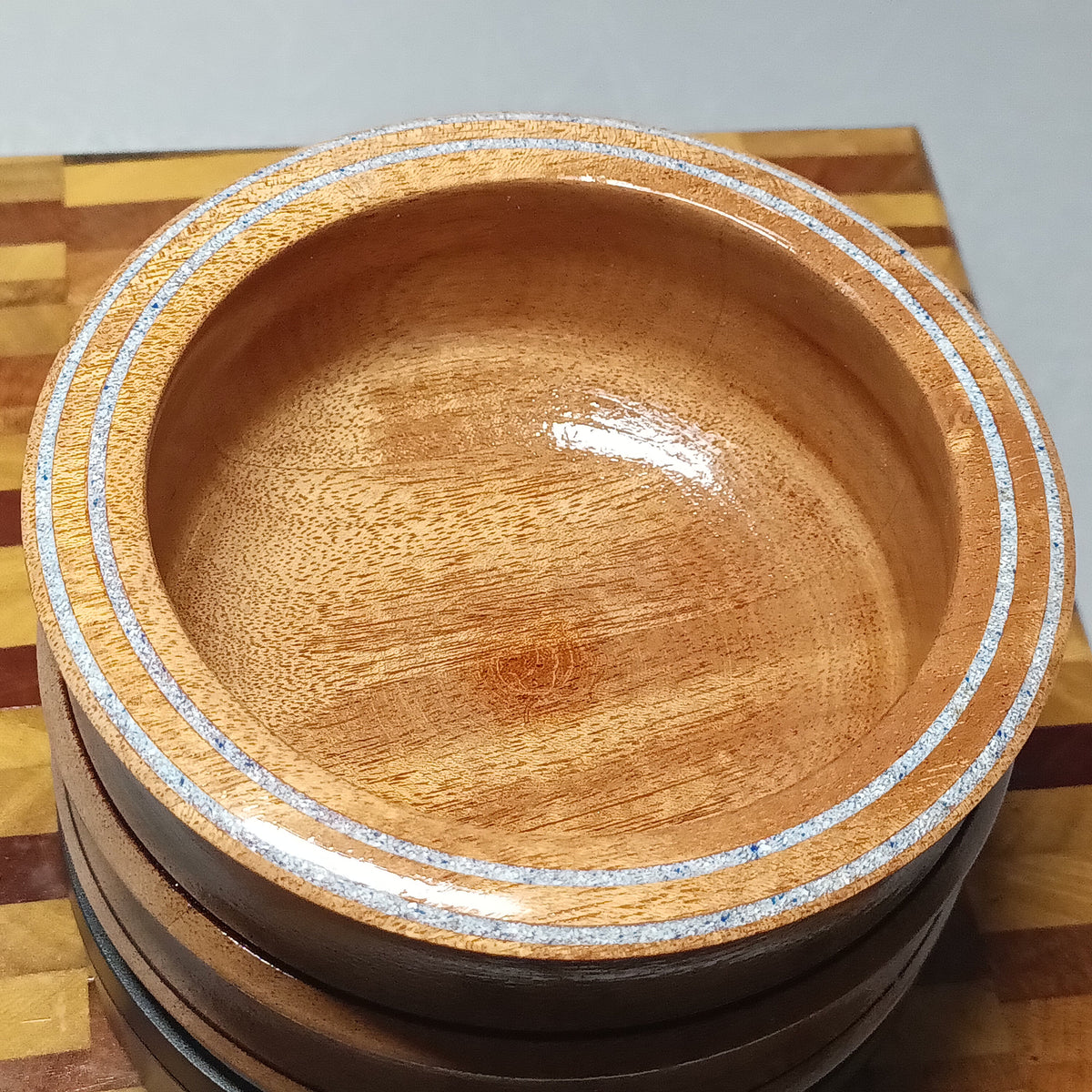 Mohagany Bowl with blue inlay
